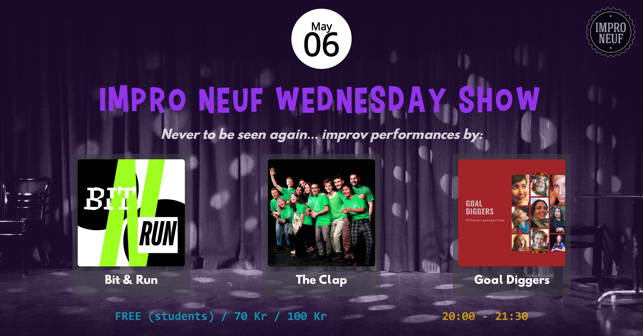 improv show in oslo - funny gameshow, the clap, goal diggers, Wednesday english language comedy